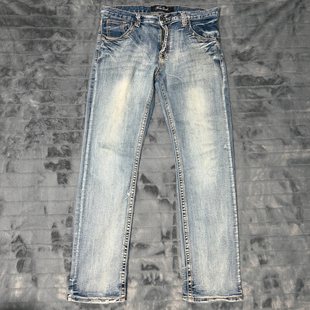 True Luck Straight Leg Jeans Mens 32x32 Light Wash Embroidered Pocket Denim